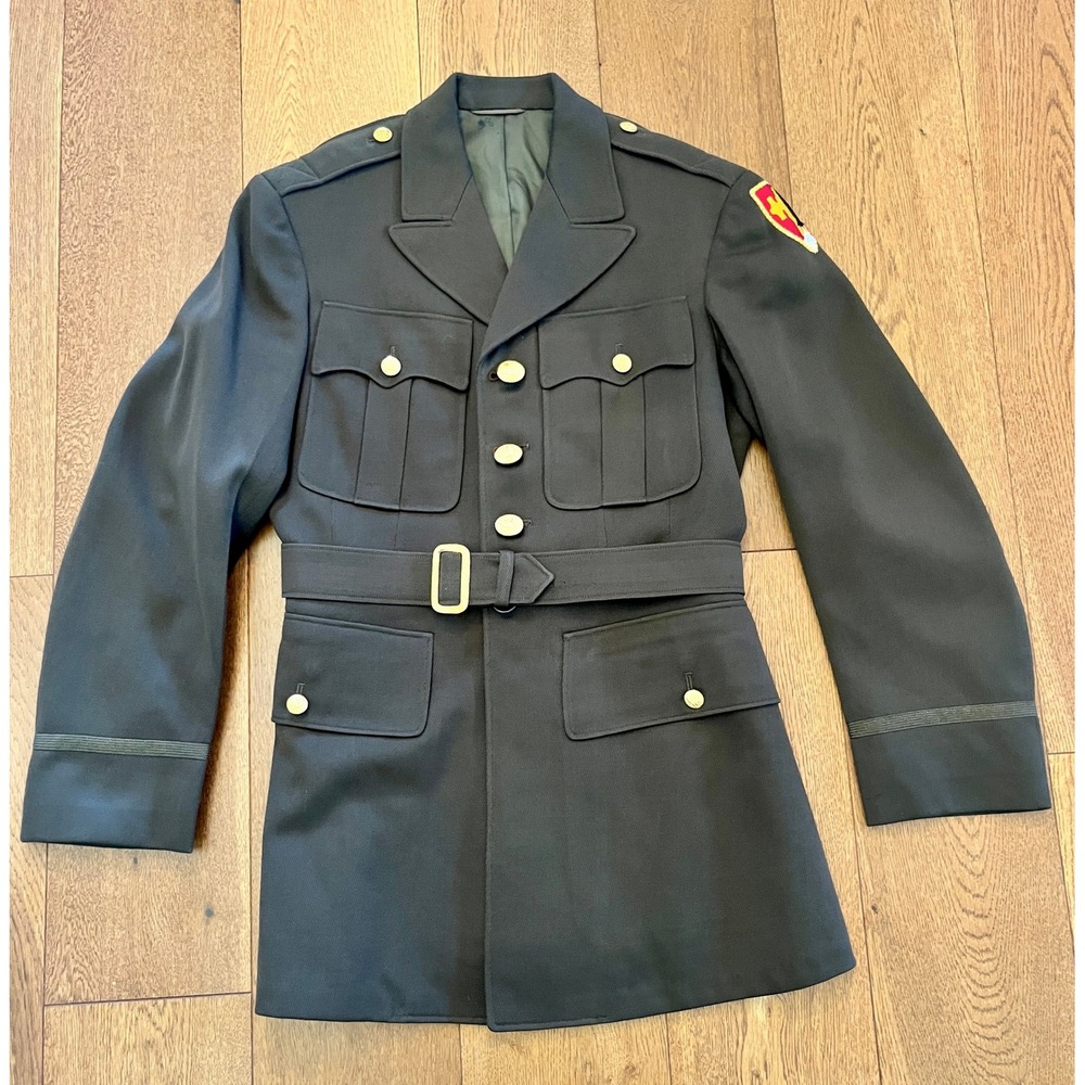 WW2 1944 US Army Officers Wool Elastique Coat Jacket Belted Anti Aircraft 38R